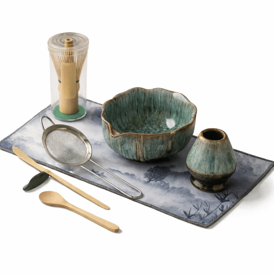 Matcha Set 8 Pieces Handmade Bowl 550 ml with Bamboo Accessories-Kitchen & Dining > Coffee & Tea-casanuva-casanuva
