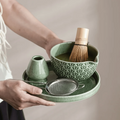 Matcha Set Green Ceramic 500ml with Bamboo Accessories 5 Piece-Kitchen & Dining > Coffee & Tea-casanuva-casanuva