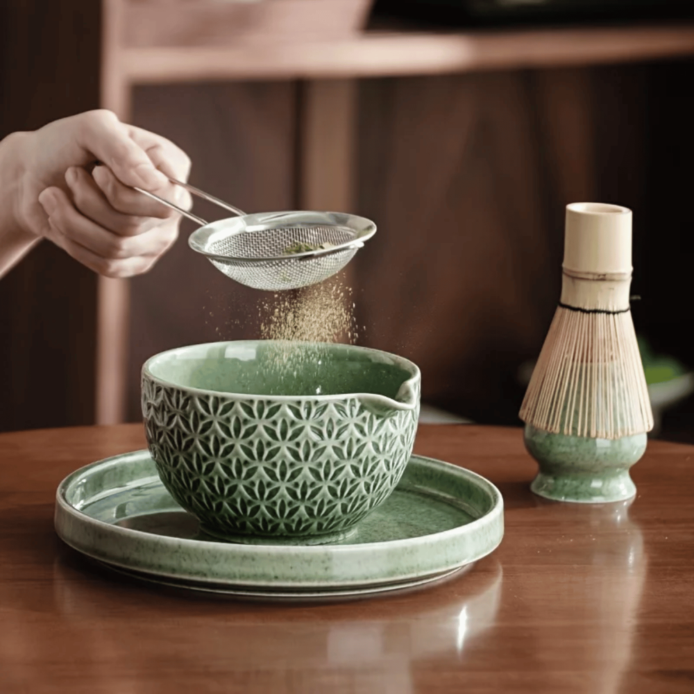 Matcha Set Green Ceramic 500ml with Bamboo Accessories 5 Piece-Kitchen & Dining > Coffee & Tea-casanuva-casanuva