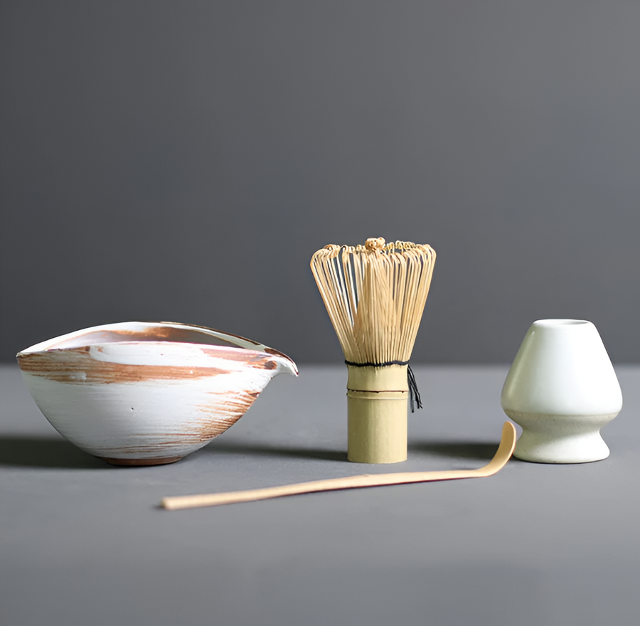 Matcha Tea Set 4-Piece Bamboo and Ceramic Handcrafted Sustainable-Kitchen & Dining > Coffee & Tea-casanuva-casanuva