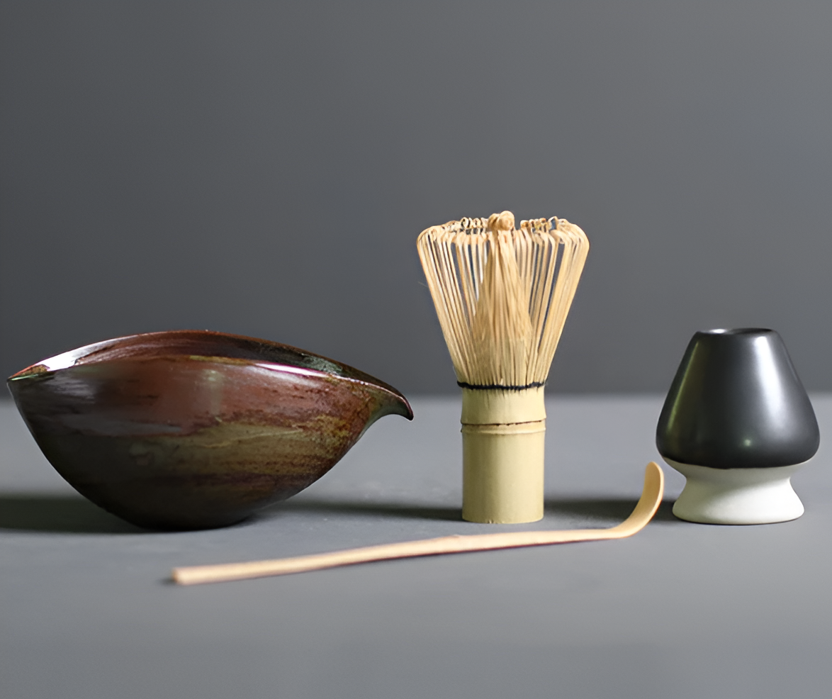 Matcha Tea Set 4-Piece Bamboo and Ceramic Handcrafted Sustainable-Kitchen & Dining > Coffee & Tea-casanuva-Brown-casanuva