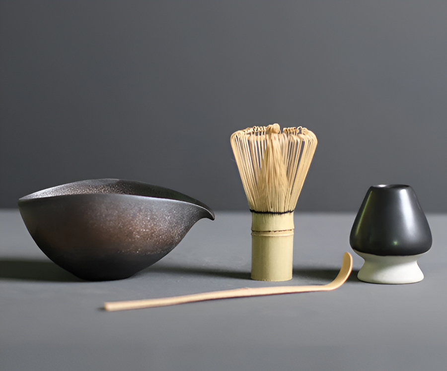 Matcha Tea Set 4-Piece Bamboo and Ceramic Handcrafted Sustainable-Kitchen & Dining > Coffee & Tea-casanuva-Brown-Black-casanuva