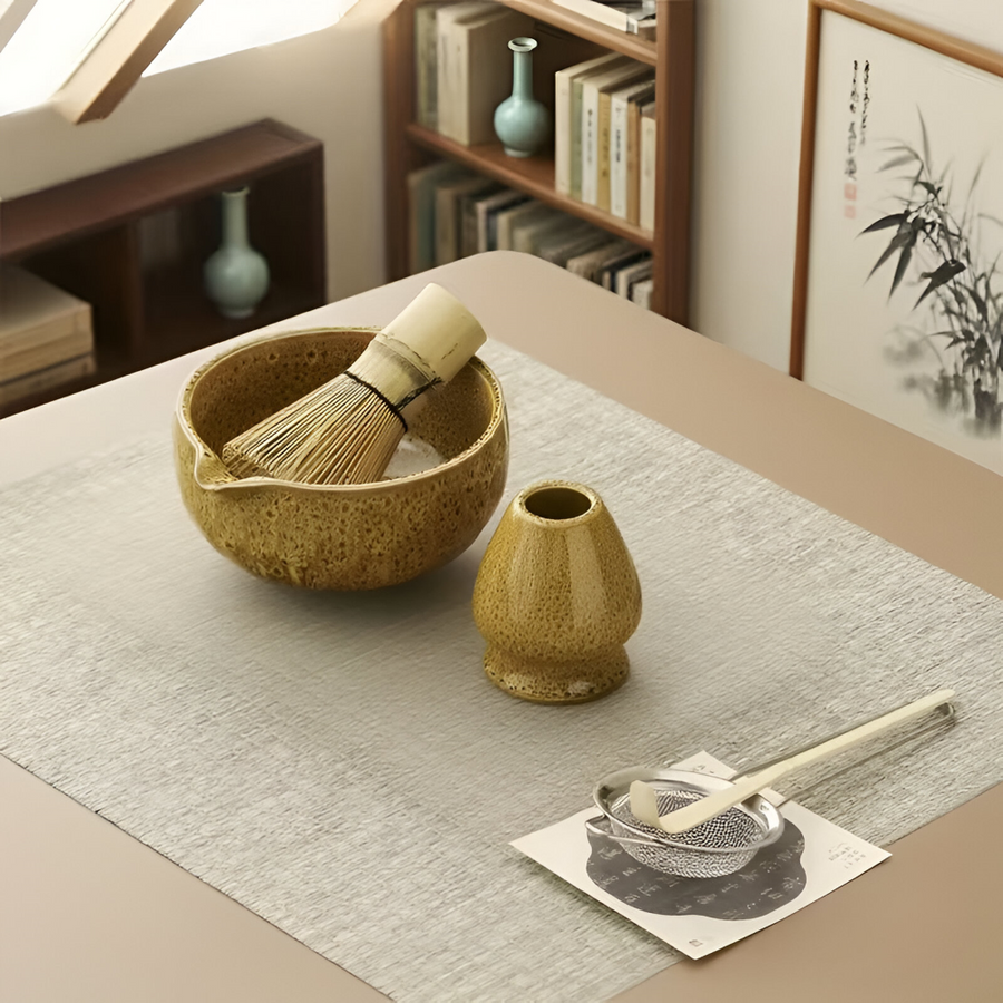 Matcha Tea Set 5 Piece Handmade Ceramic Bowl Japanese Tea Ceremony-Kitchen & Dining > Coffee & Tea-casanuva-casanuva