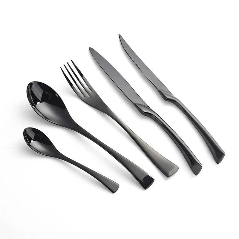 Maya Flatware Set Premium 18/10 Stainless Steel Chef Designed-Kitchen & Dining > Cutlery-casanuva-16 Pieces Set-Black-casanuva