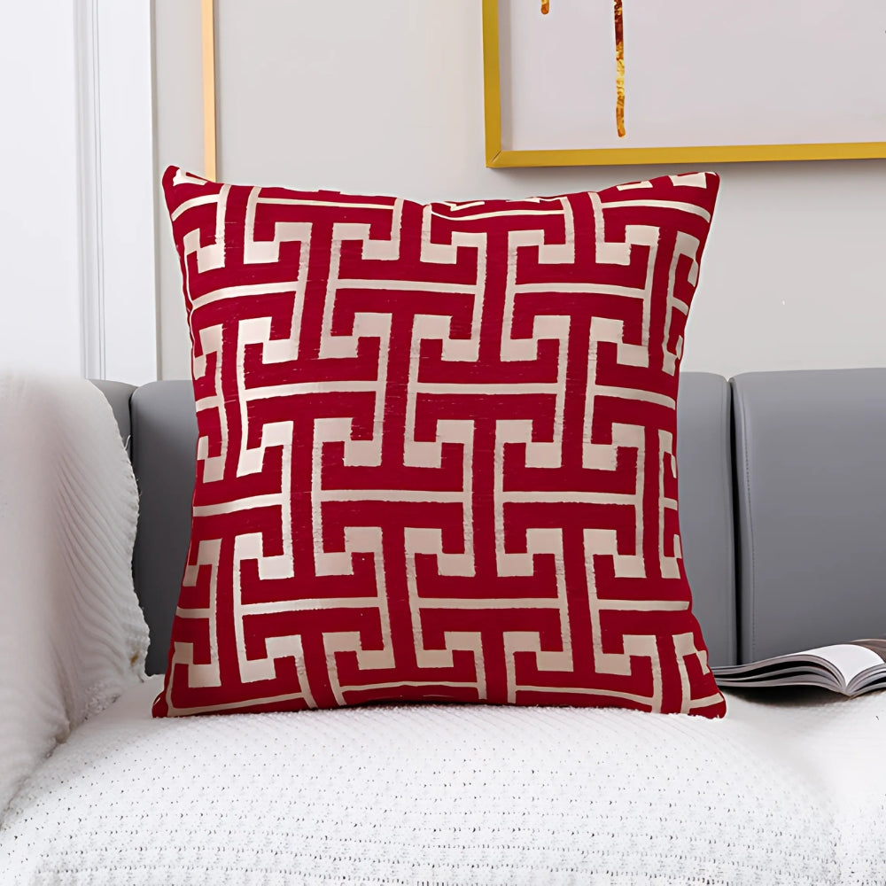 Maze Pattern Cushion Cover-Covers & Textiles > Cushion Covers-casanuva-Ruby Weave-18"x18"-casanuva