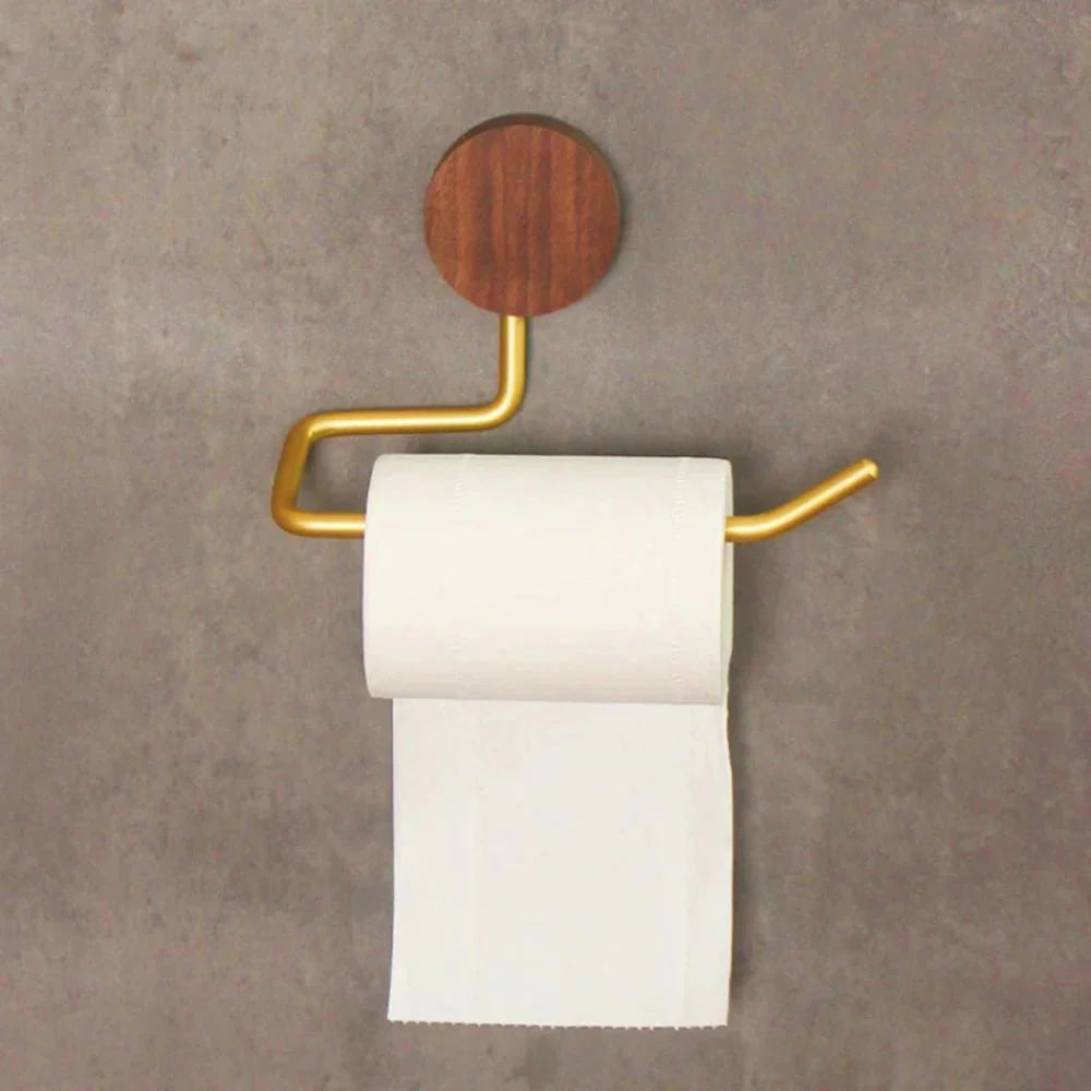 Metal Toilet Paper Holder with Wood Accents-Bedding & Bath > Bathroom Accessories-casanuva-casanuva