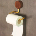 Metal Toilet Paper Holder with Wood Accents-Bedding & Bath > Bathroom Accessories-casanuva-Dark Wood and Gold-casanuva