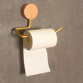 Metal Toilet Paper Holder with Wood Accents-Bedding & Bath > Bathroom Accessories-casanuva-Light Wood and Gold-casanuva