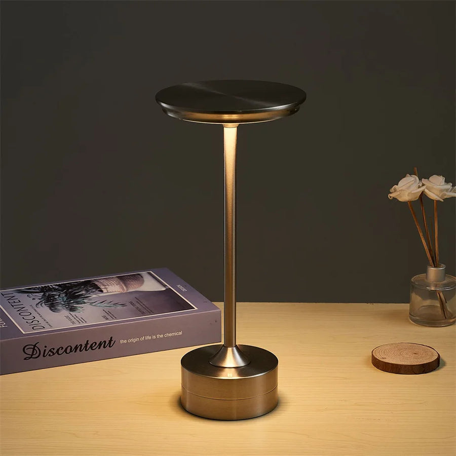 Metal Touch Lamp Portable Rechargeable Dimmable 3 Light Settings-Lighting > Table Lamps-casanuva-casanuva