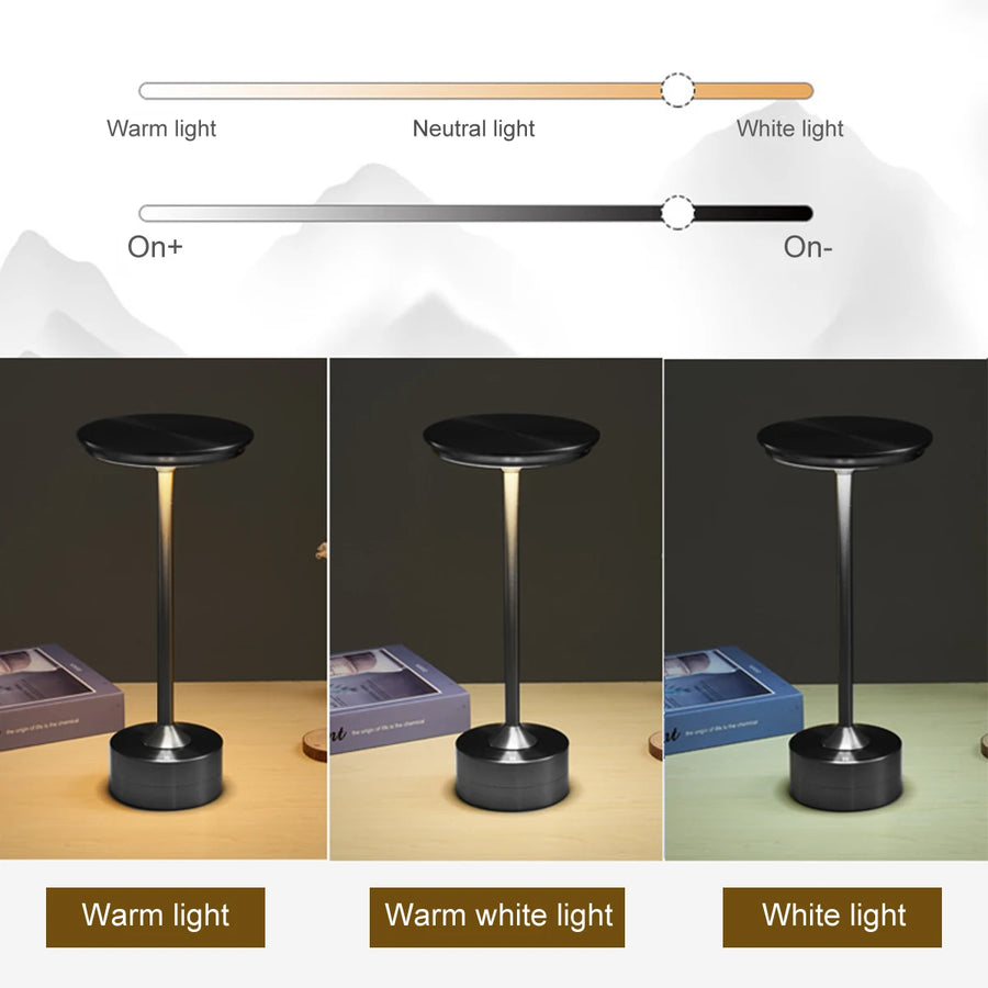Metal Touch Lamp Portable Rechargeable Dimmable 3 Light Settings-Lighting > Table Lamps-casanuva-casanuva