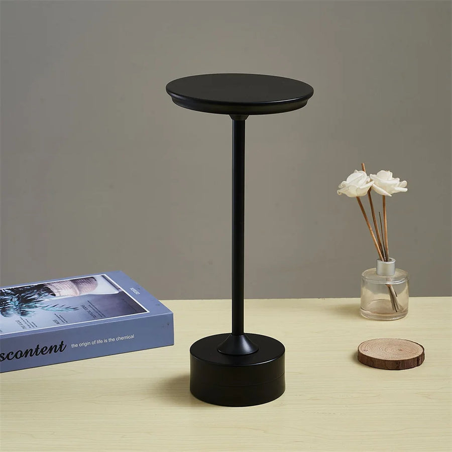 Metal Touch Lamp Portable Rechargeable Dimmable 3 Light Settings-Lighting > Table Lamps-casanuva-Black-casanuva