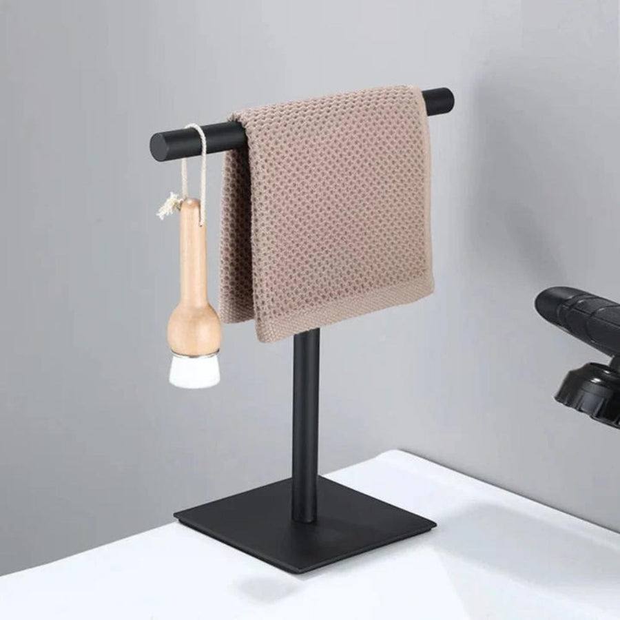 Metal Towel Rack with Non-Slip Base for Bath and Hand Towels-Bedding & Bath > Bathroom Accessories-casanuva-Black-casanuva