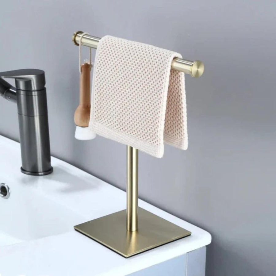Metal Towel Rack with Non-Slip Base for Bath and Hand Towels-Bedding & Bath > Bathroom Accessories-casanuva-Gold-casanuva