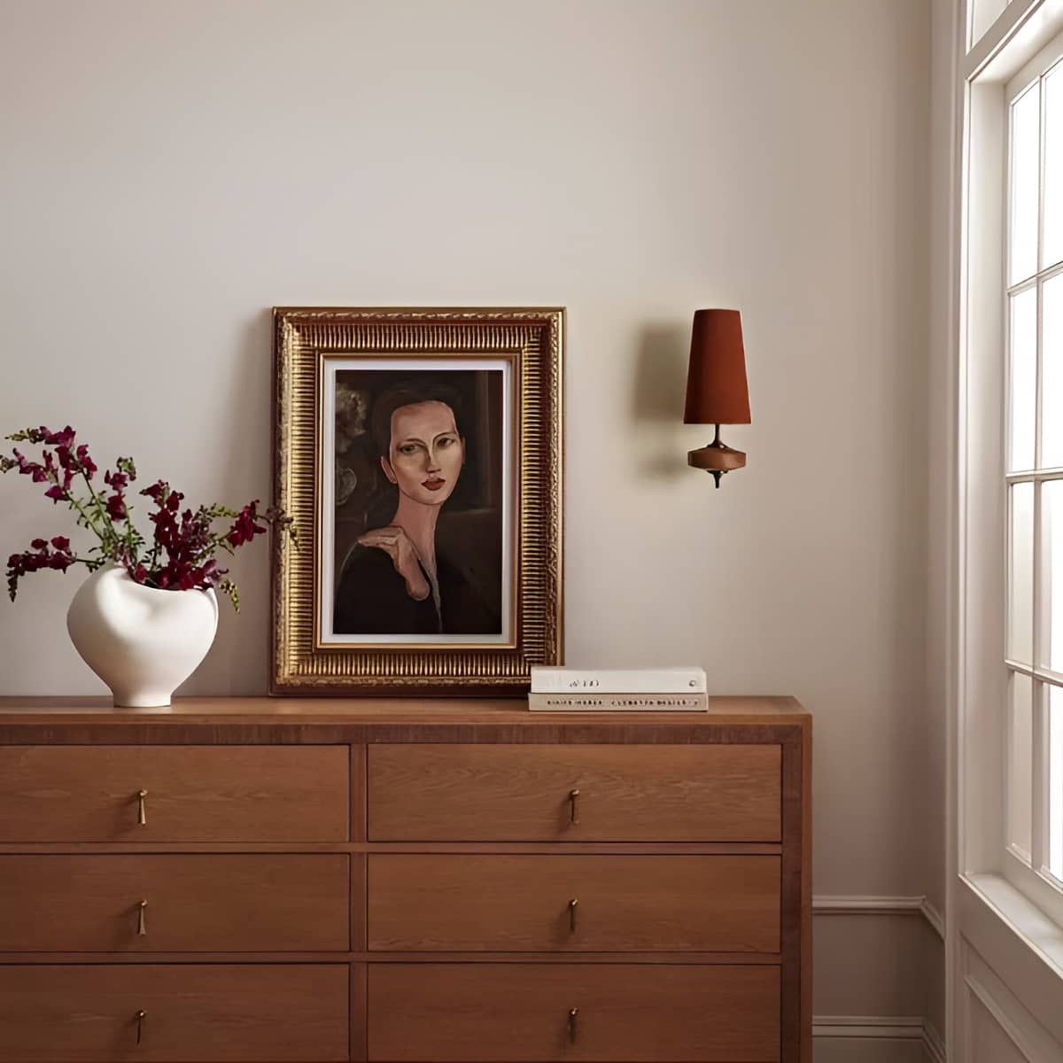 Mid Century Wall Sconce with Wood and Fabric Shade-Lighting > Wall Lights-casanuva-casanuva