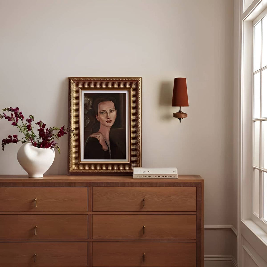 Mid Century Wall Sconce with Wood and Fabric Shade-Lighting > Wall Lights-casanuva-casanuva