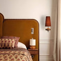 Mid Century Wall Sconce with Wood and Fabric Shade-Lighting > Wall Lights-casanuva-casanuva
