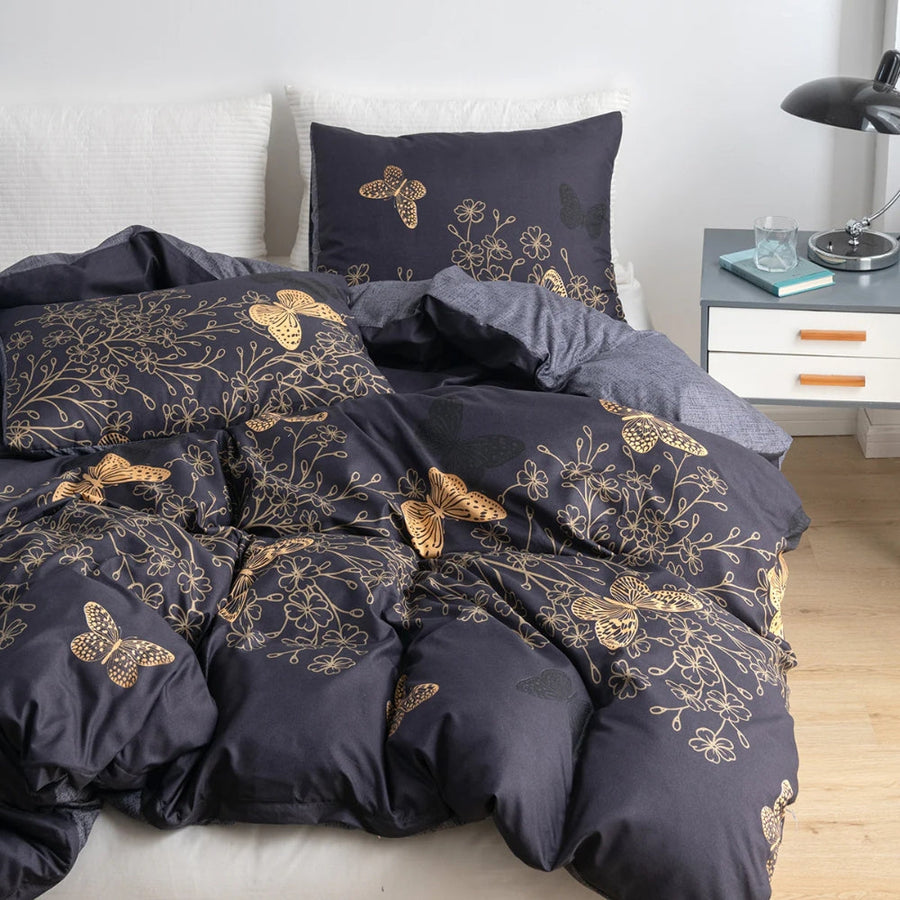 Midnight Butterfly Duvet Cover Set 3 Pieces-Bedding & Bath > Bedding Sets-casanuva-casanuva