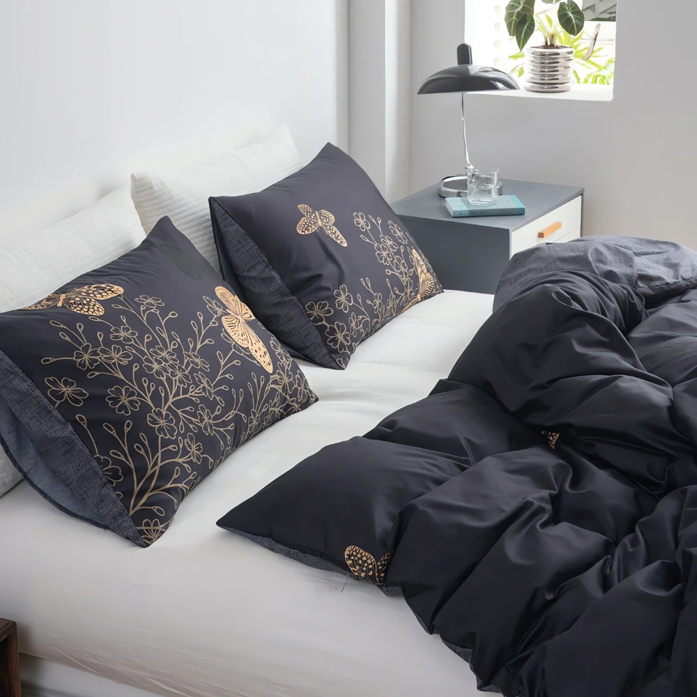 Midnight Butterfly Duvet Cover Set 3 Pieces-Bedding & Bath > Bedding Sets-casanuva-casanuva