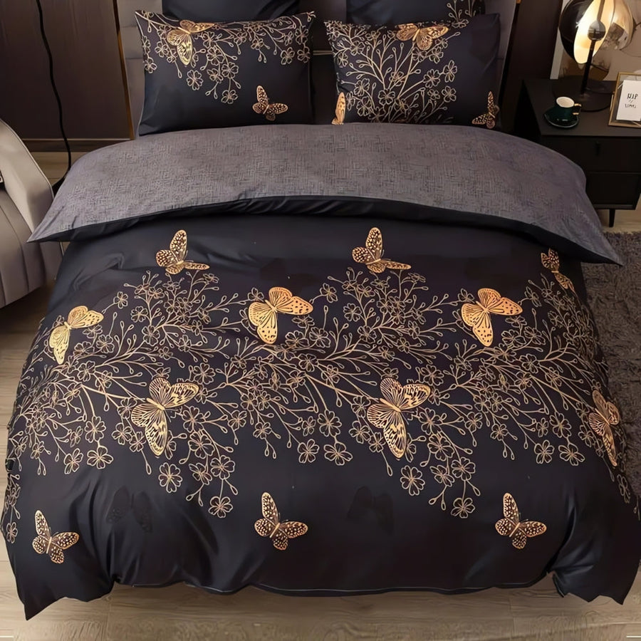 Midnight Butterfly Duvet Cover Set 3 Pieces-Bedding & Bath > Bedding Sets-casanuva-Twin-casanuva