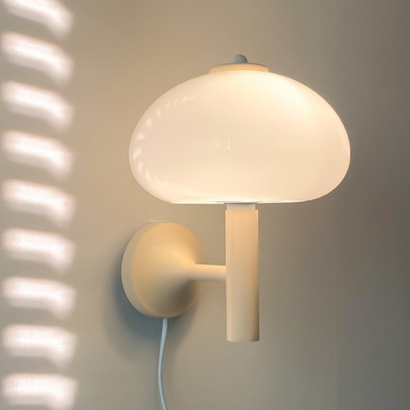 Milk White Glass Dome Mushroom Wall Sconce Lamp-Lighting > Wall Lights-casanuva-Plug-in-110V-120V-casanuva