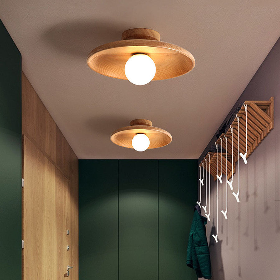 Minimalist Round Ceiling Light in Nordic Wood Finish-Lighting > Ceiling Lights-casanuva-casanuva