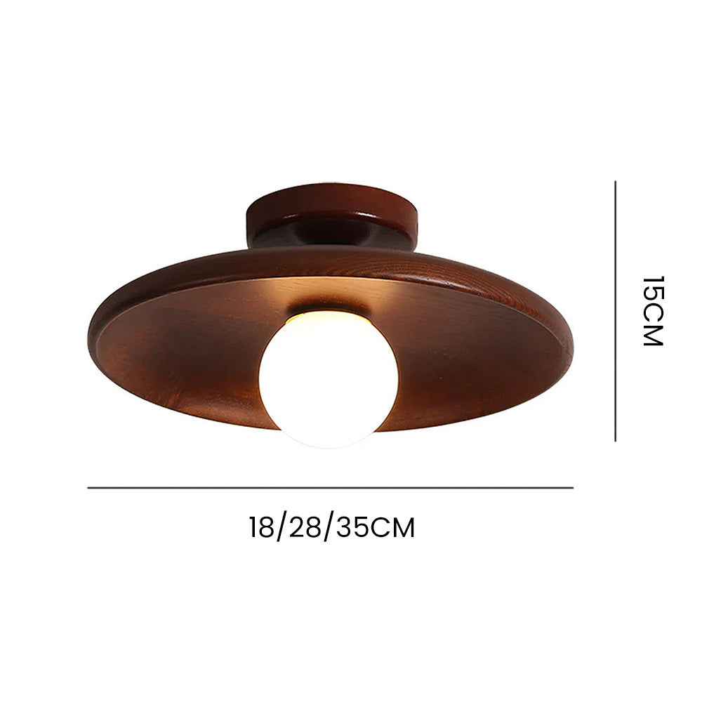 Minimalist Round Ceiling Light in Nordic Wood Finish-Lighting > Ceiling Lights-casanuva-casanuva