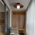 Minimalist Round Ceiling Light in Nordic Wood Finish-Lighting > Ceiling Lights-casanuva-Walnut-D18*H15CM-casanuva