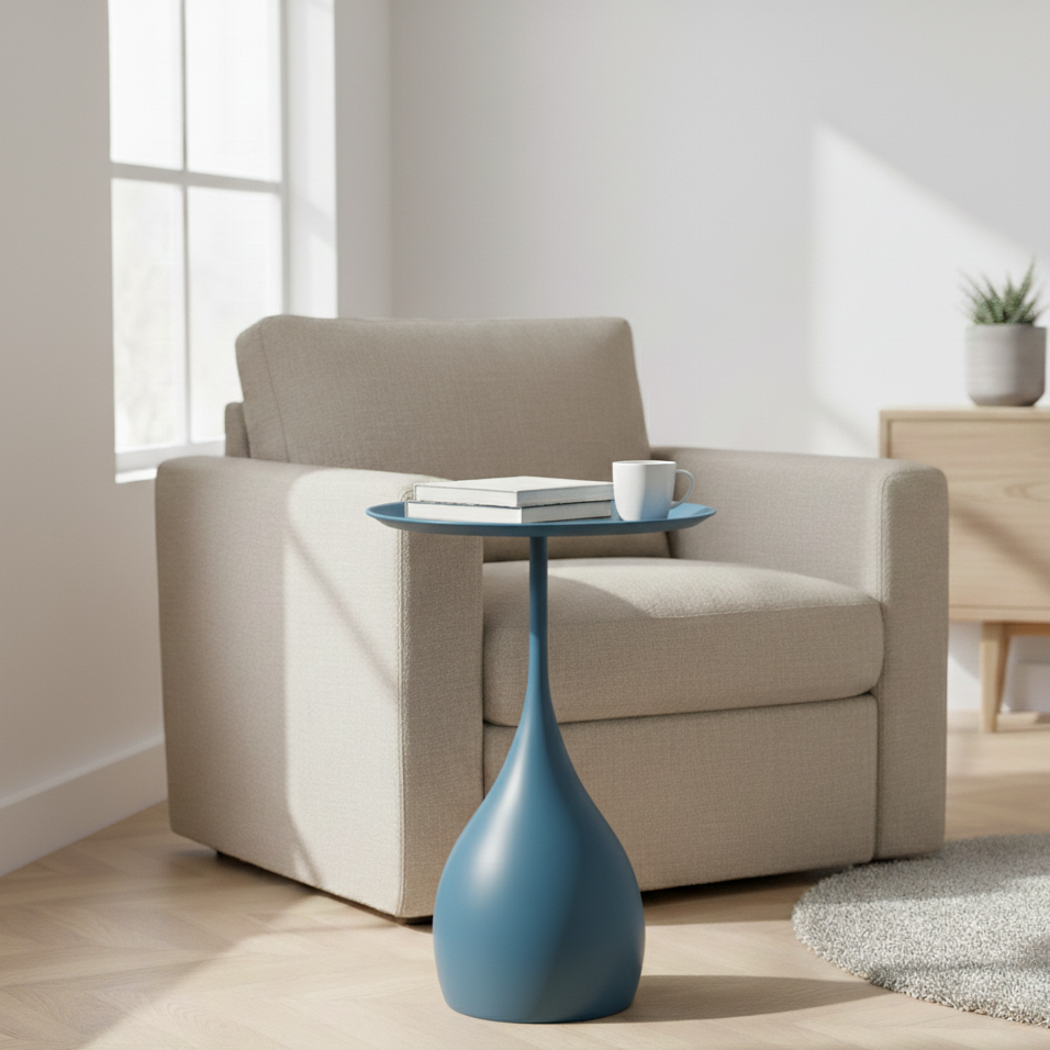 Mobile Round Side Table Light Luxury Design for Sofa and Bed-Furniture > Side Tables-casanuva-Blue-casanuva