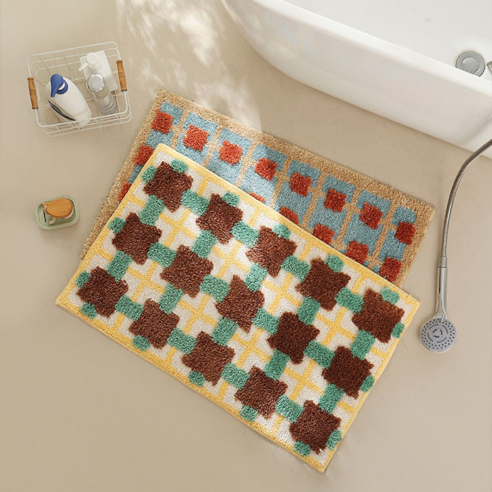 Moroccan Patterned Bath Mat Washable Non Slip-Bedding & Bath > Bath Mats-casanuva-casanuva