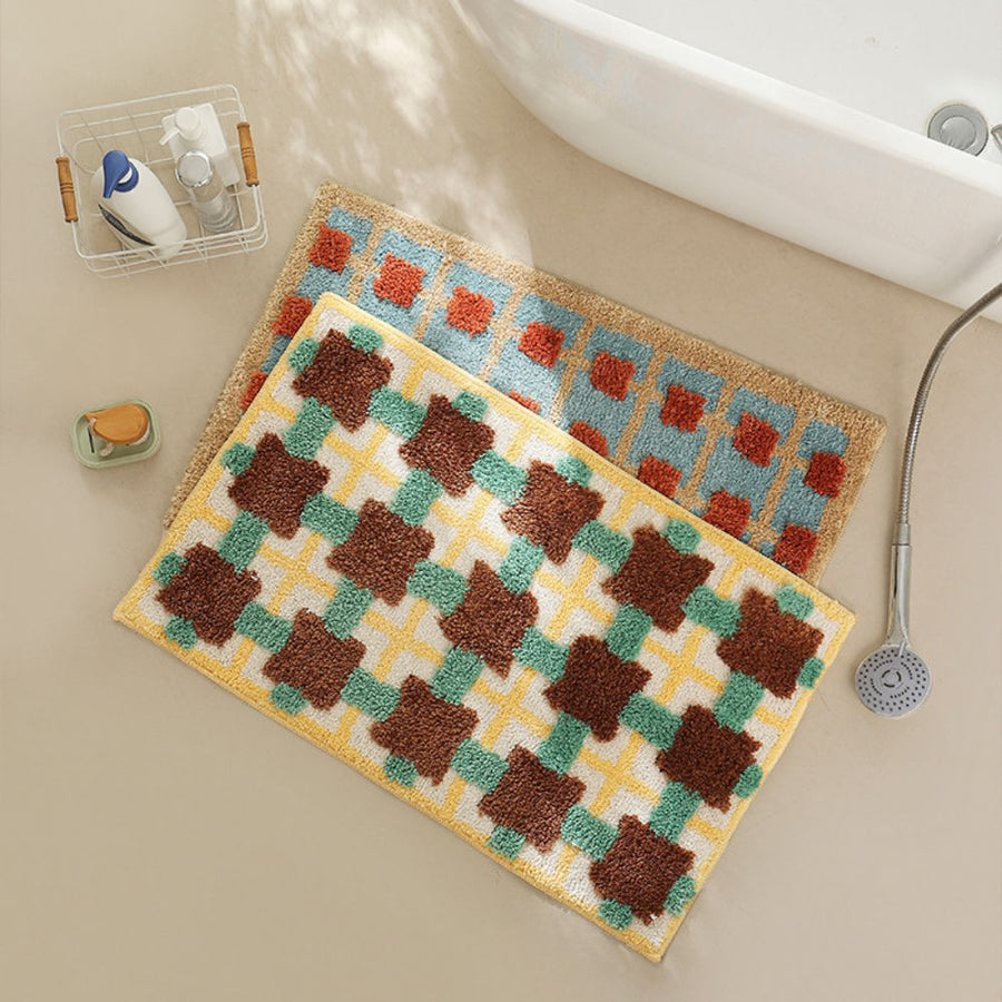 Moroccan Patterned Bath Mat Washable Non Slip-Bedding & Bath > Bath Mats-casanuva-casanuva