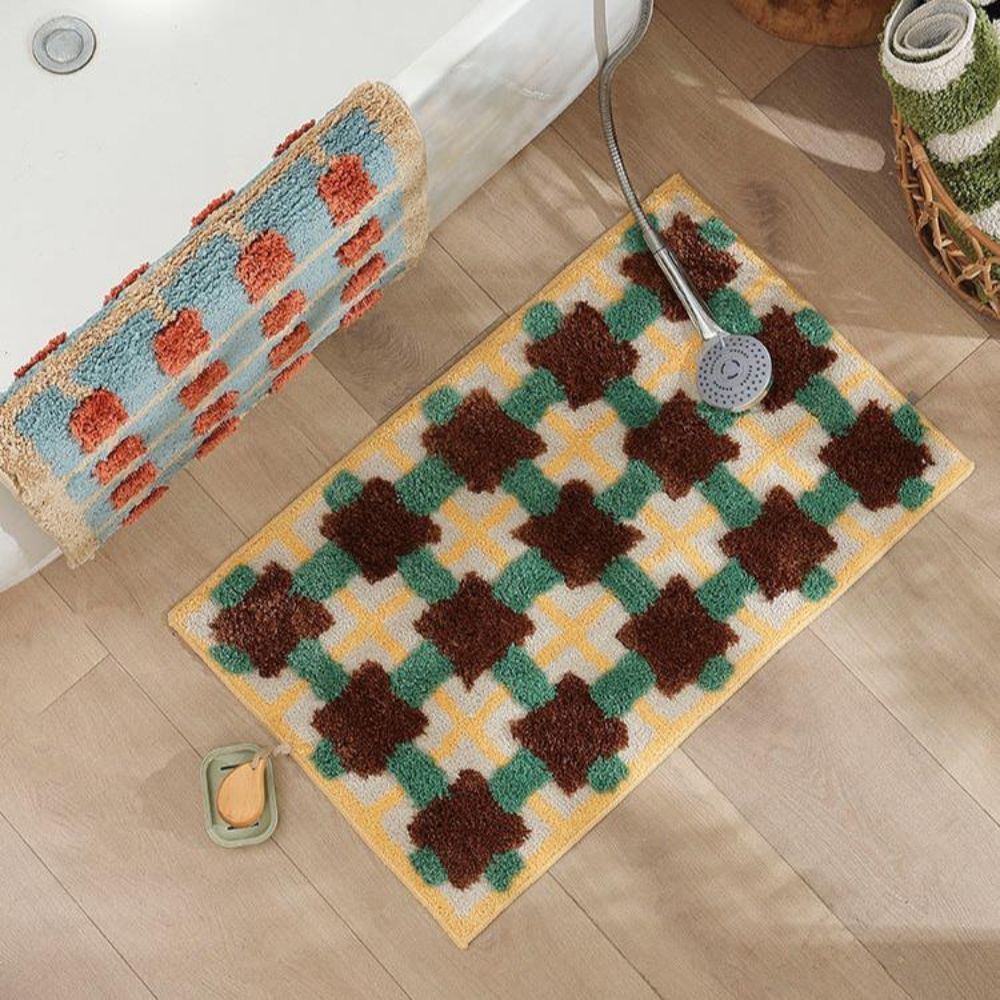 Moroccan Patterned Bath Mat Washable Non Slip-Bedding & Bath > Bath Mats-casanuva-casanuva