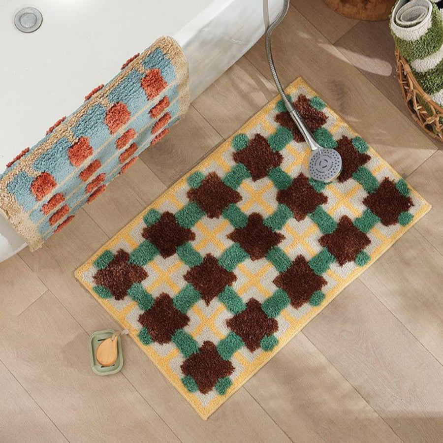 Moroccan Patterned Bath Mat Washable Non Slip-Bedding & Bath > Bath Mats-casanuva-casanuva