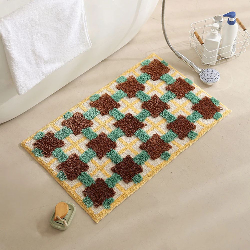 Moroccan Patterned Bath Mat Washable Non Slip-Bedding & Bath > Bath Mats-casanuva-Casablanca Cross-casanuva