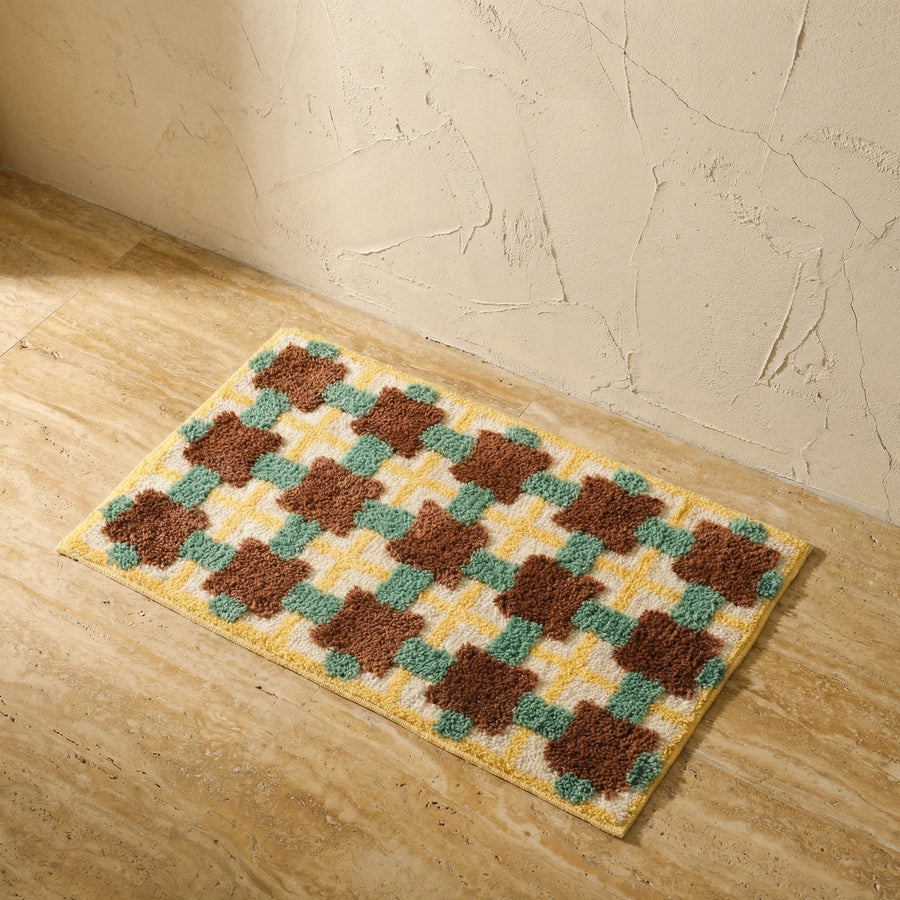 Moroccan Patterned Bath Mat Washable Non Slip-Bedding & Bath > Bath Mats-casanuva-casanuva