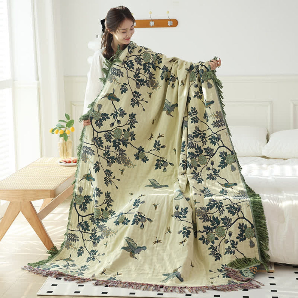 Multi-Layer Cotton Blanket with Ornate Design-Bedding & Bath > Blankets-casanuva-casanuva