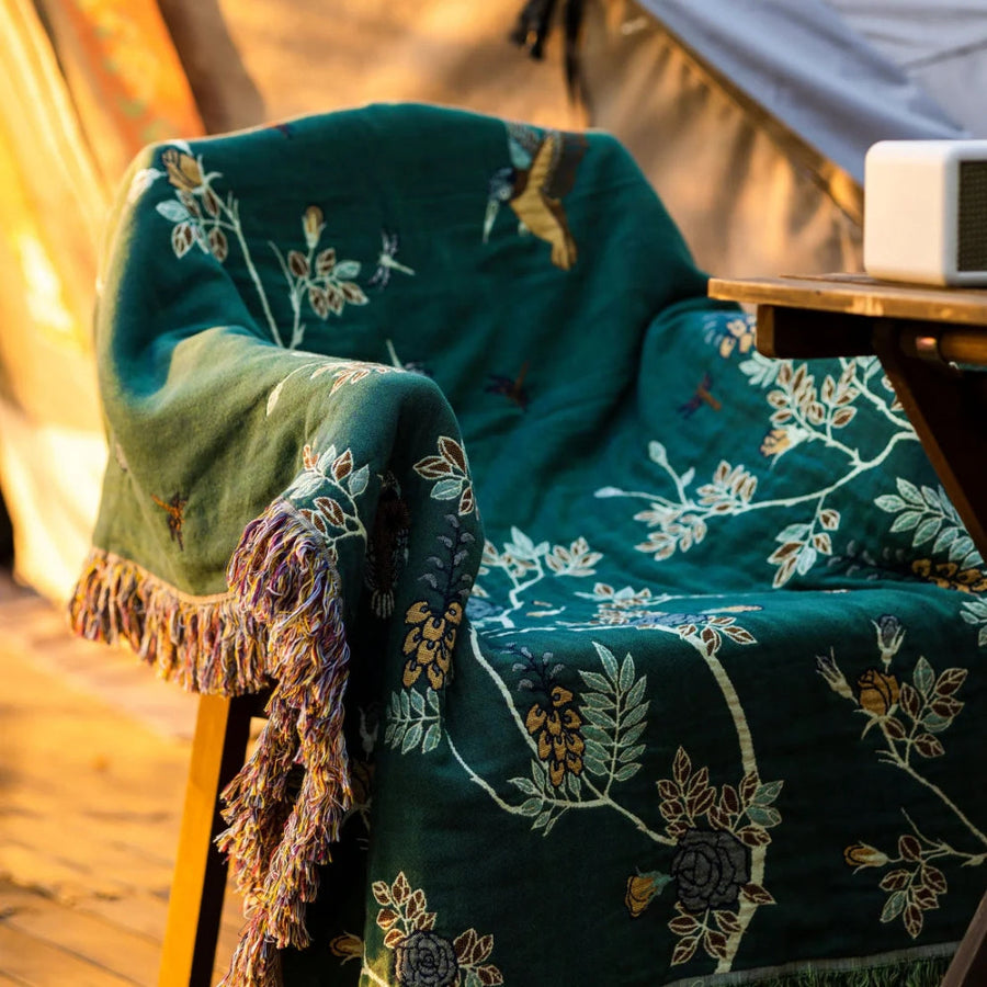 Multi-Layer Cotton Blanket with Ornate Design-Bedding & Bath > Blankets-casanuva-casanuva