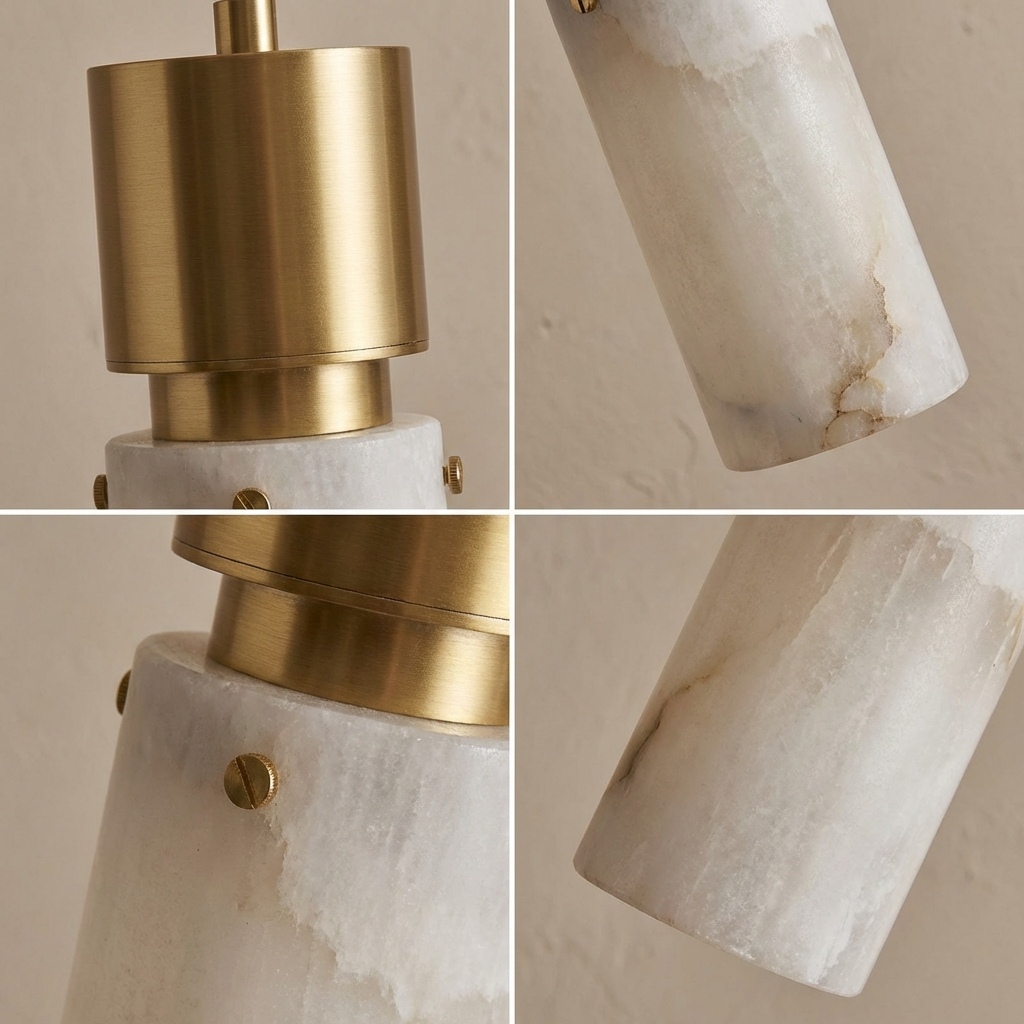 Natural Alabaster Brass Pendant Light Fixture-Lighting > Pendant Lights-casanuva-casanuva