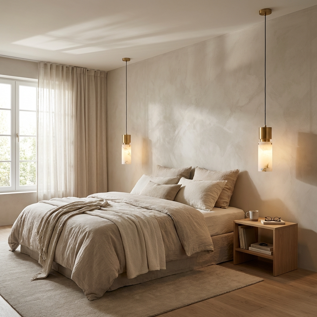 Natural Alabaster Brass Pendant Light Fixture-Lighting > Pendant Lights-casanuva-casanuva