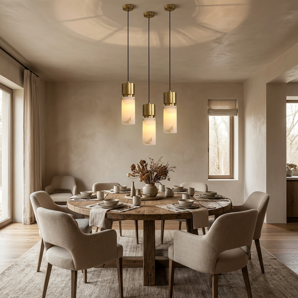Natural Alabaster Brass Pendant Light Fixture-Lighting > Pendant Lights-casanuva-casanuva