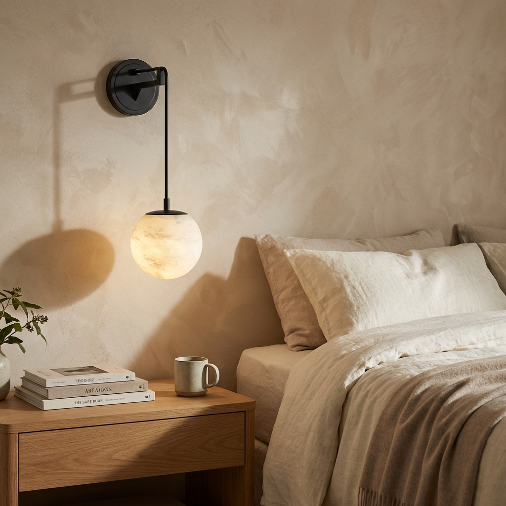 Natural Alabaster Globe Wall Light-Lighting > Wall Lights-casanuva-casanuva