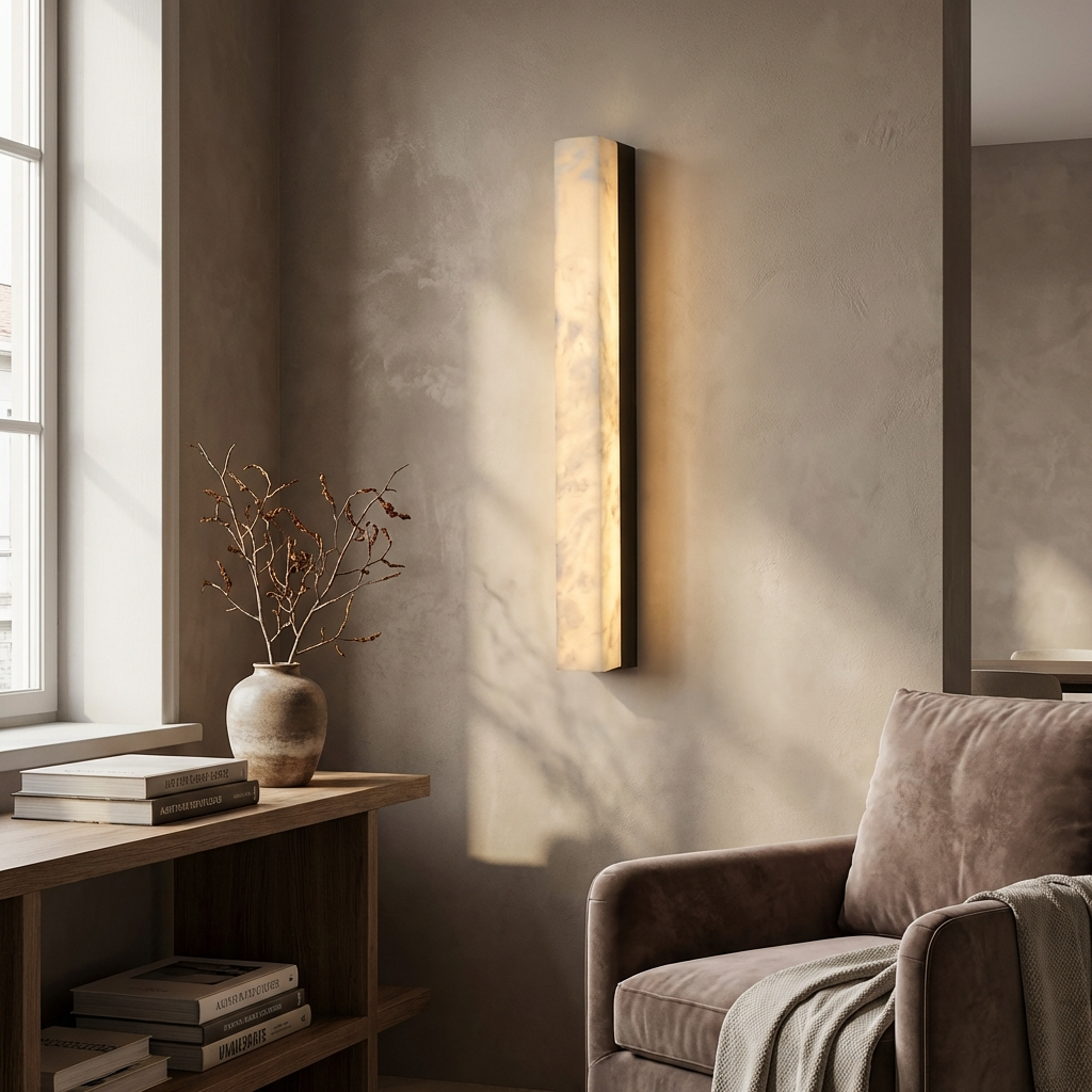 Natural Alabaster Linear Wall Light-Lighting > Wall Lights-casanuva-casanuva