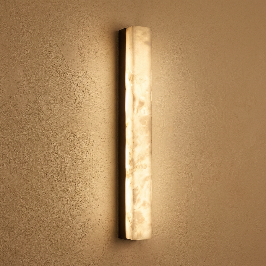Natural Alabaster Linear Wall Light-Lighting > Wall Lights-casanuva-Black-40cm-casanuva
