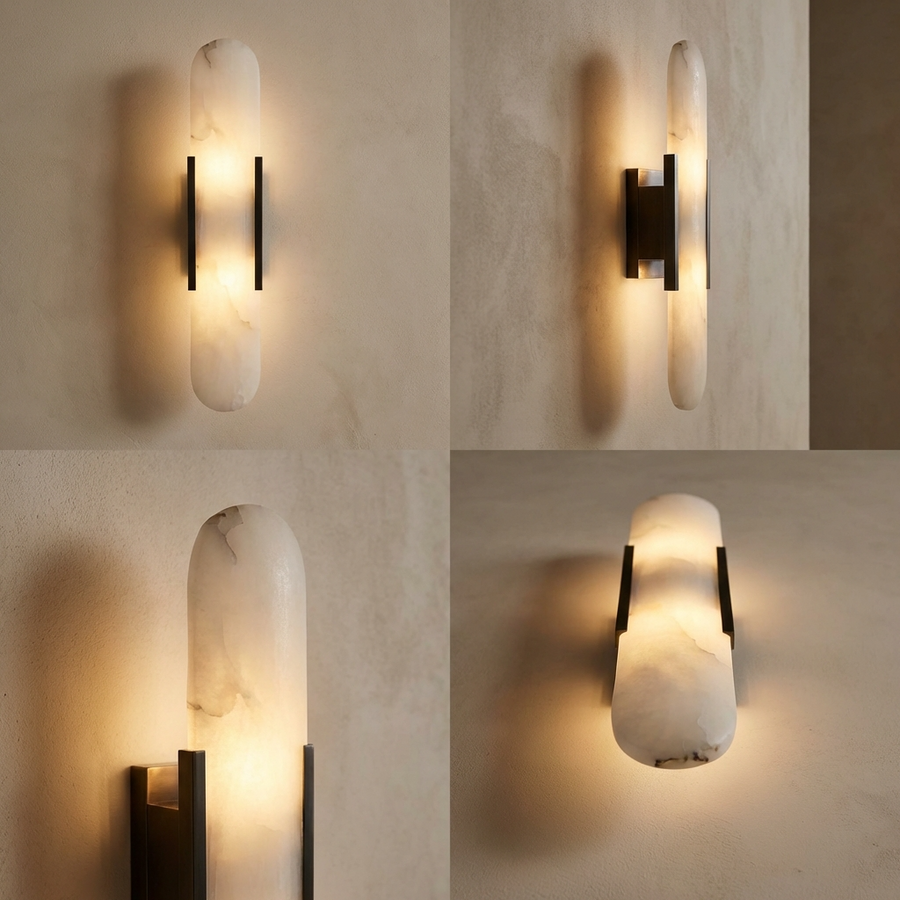 Natural Alabaster Wall Lamp Elongated Design-Lighting > Wall Lights-casanuva-casanuva
