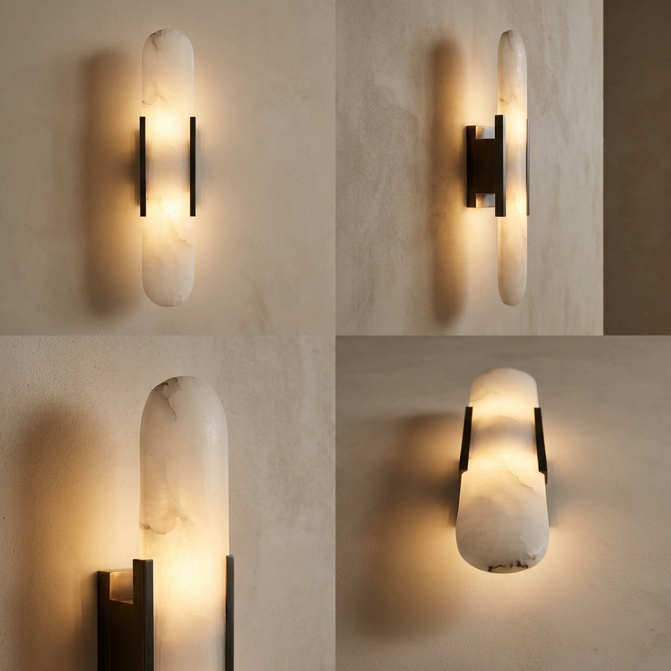 Natural Alabaster Wall Lamp Elongated Design-Lighting > Wall Lights-casanuva-casanuva