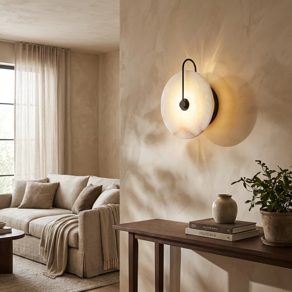 Natural Alabaster Wall Light-Lighting > Wall Lights-casanuva-casanuva