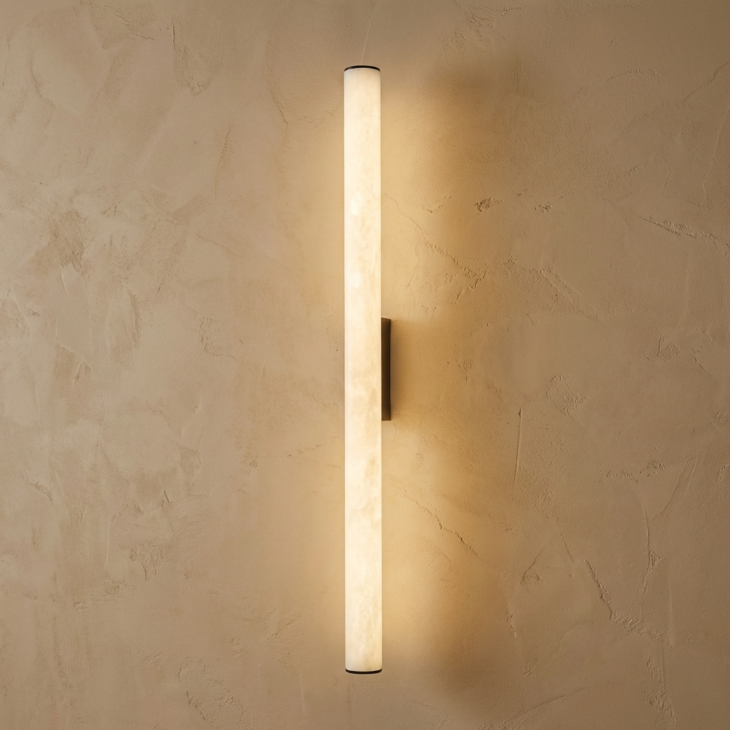 Natural Alabaster Wall Light Linear Design-Lighting > Wall Lights-casanuva-Black - 30cm-Warm Light-casanuva
