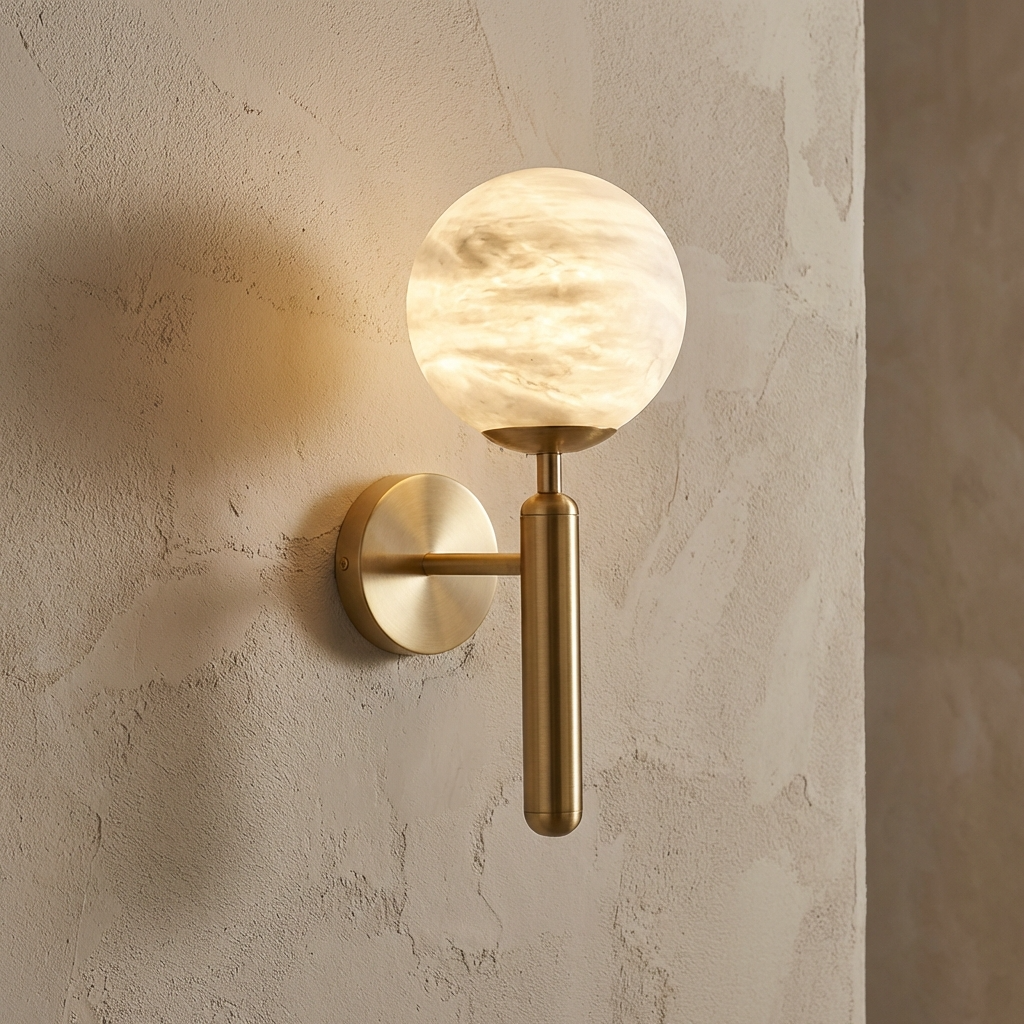 Natural Alabaster Wall Light Orb-Lighting > Wall Lights-casanuva-casanuva