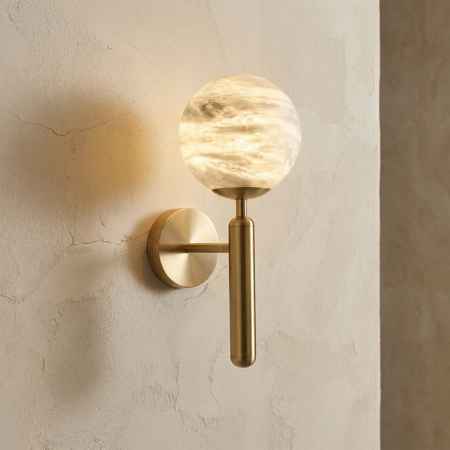 Natural Alabaster Wall Light Orb-Lighting > Wall Lights-casanuva-casanuva