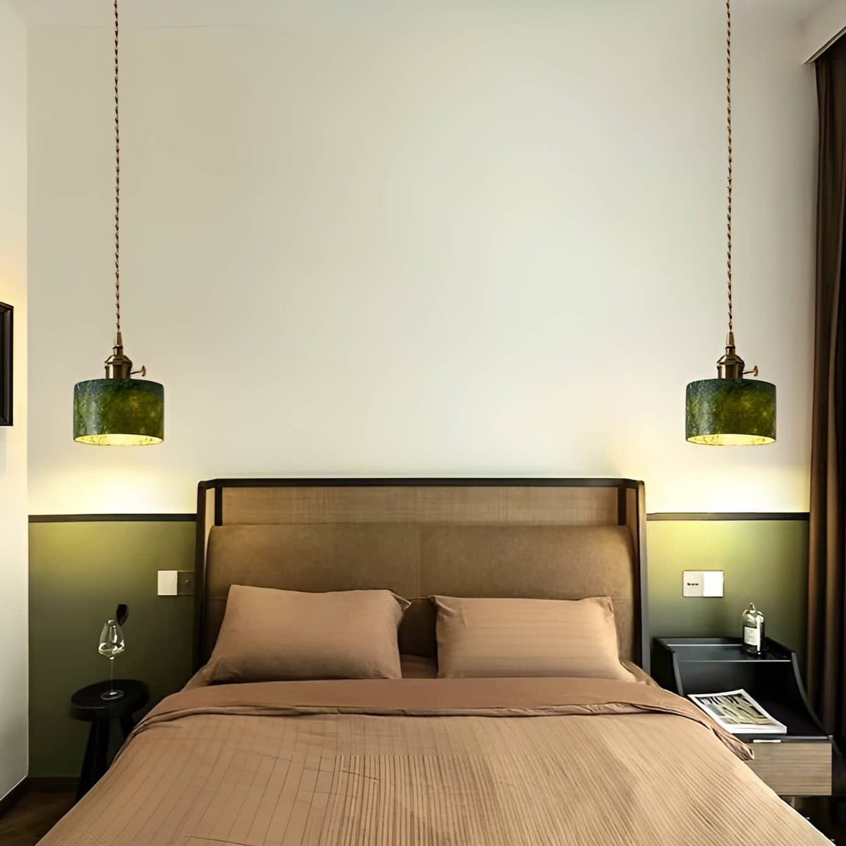 Natural Jade Dark Green Pendant Light-Lighting > Chandeliers & Pendant Lights-casanuva-casanuva