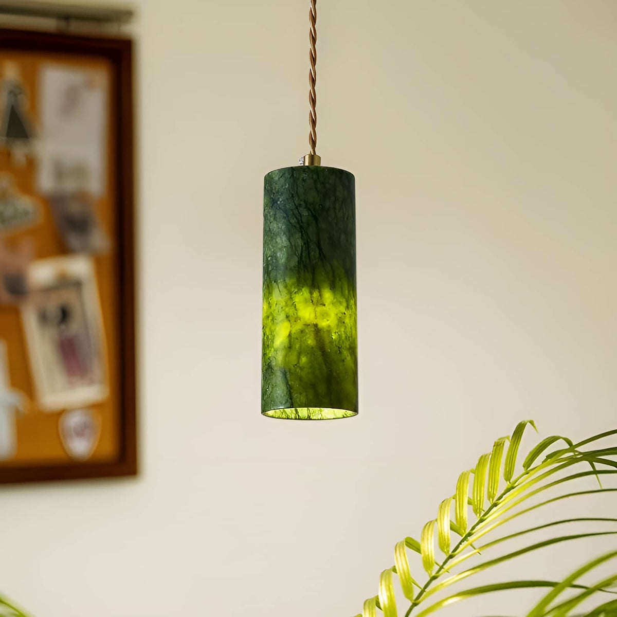 Natural Jade Dark Green Pendant Light-Lighting > Chandeliers & Pendant Lights-casanuva-casanuva